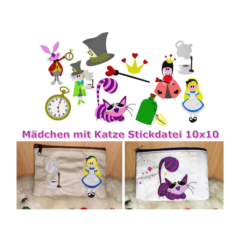 Stickdatei Das Mädchen aus dem Wunderland 10x10 Stickdatei Das Mädchen aus dem Wunderland 10x10