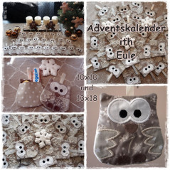 Stickdatei Adventskalender EULE 10x10 ITH