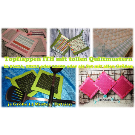 Stickdatei ITH Topflappen mit Quiltmustern 16x16