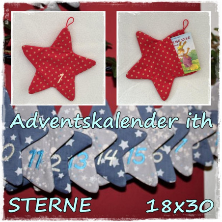 Stickdatei Adventskalender STERN 18x30 ITH