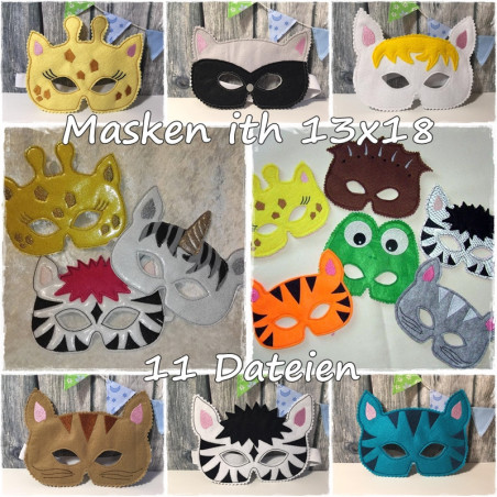 Stickdatei Masken für Fasching ITH 13x18
